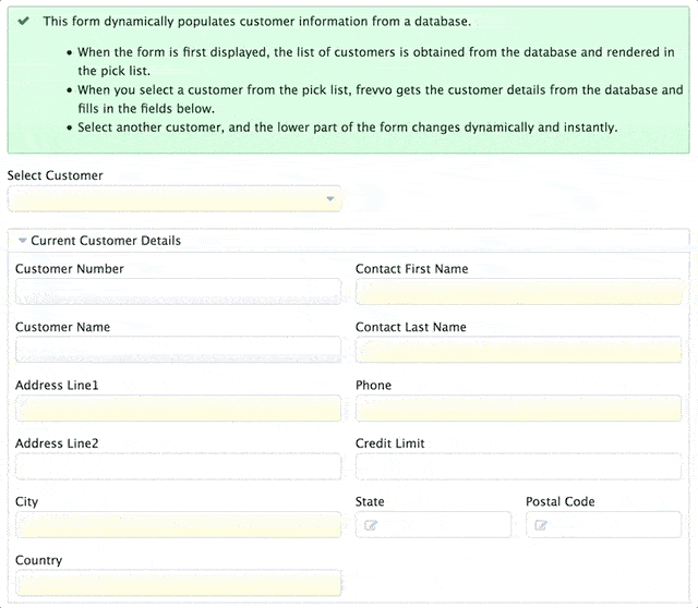 Purchase order pulling in data from a database
