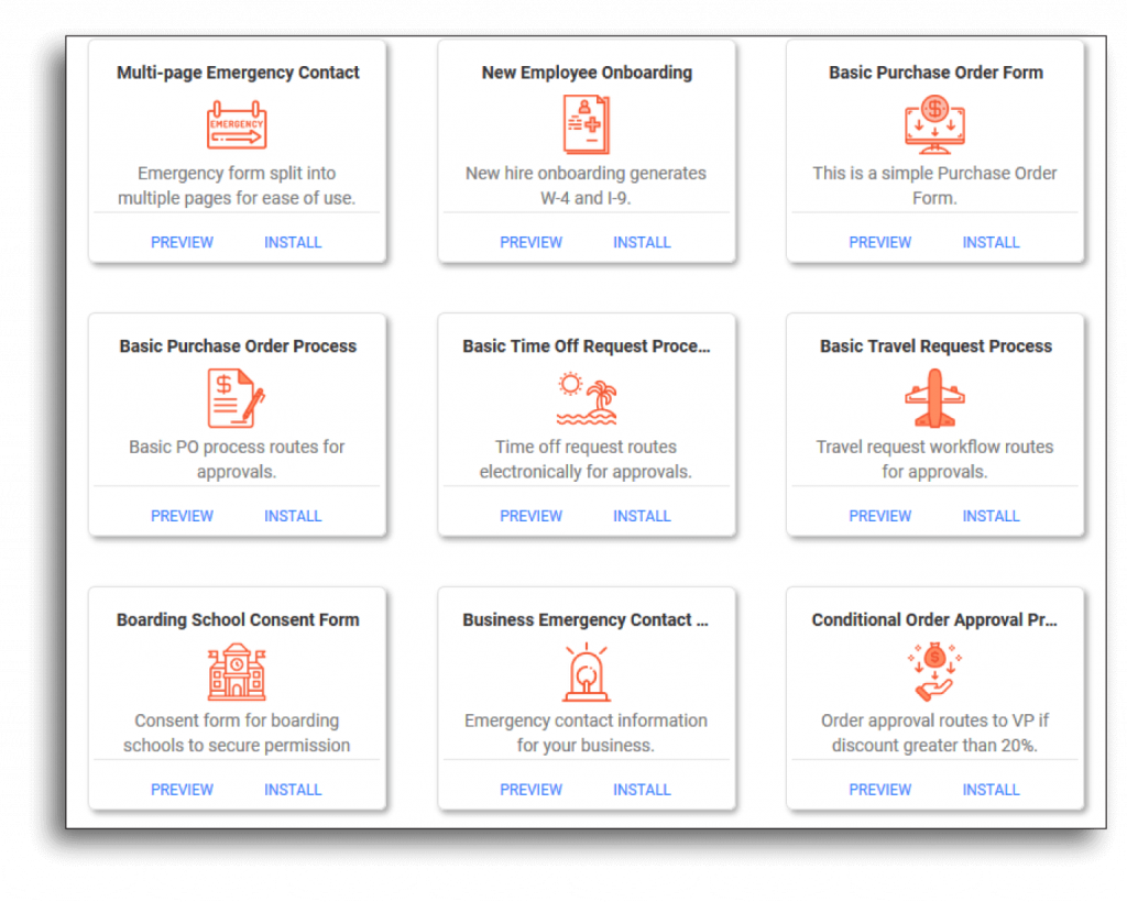 Choose a Pre-Built Form Template