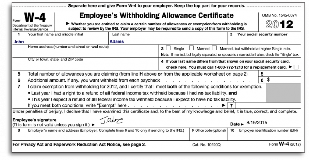 PDF like a government W-4 form.