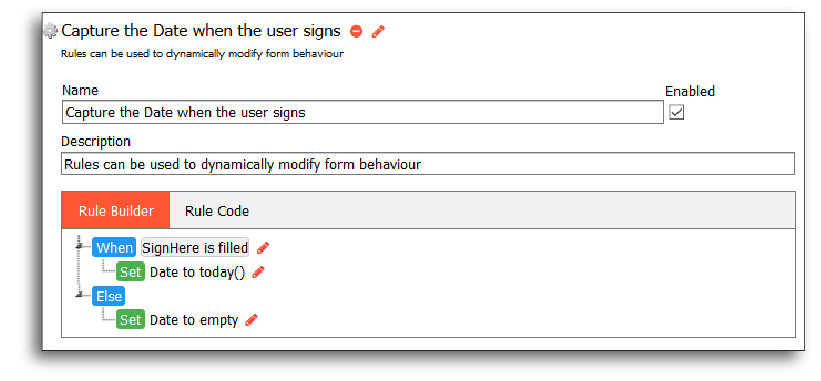 Synopsis of a rule to capture dates when a user signs