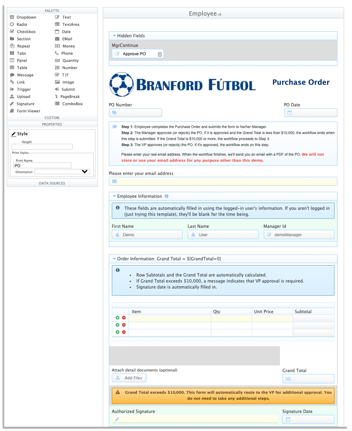 frevvo drag and drop form builder
