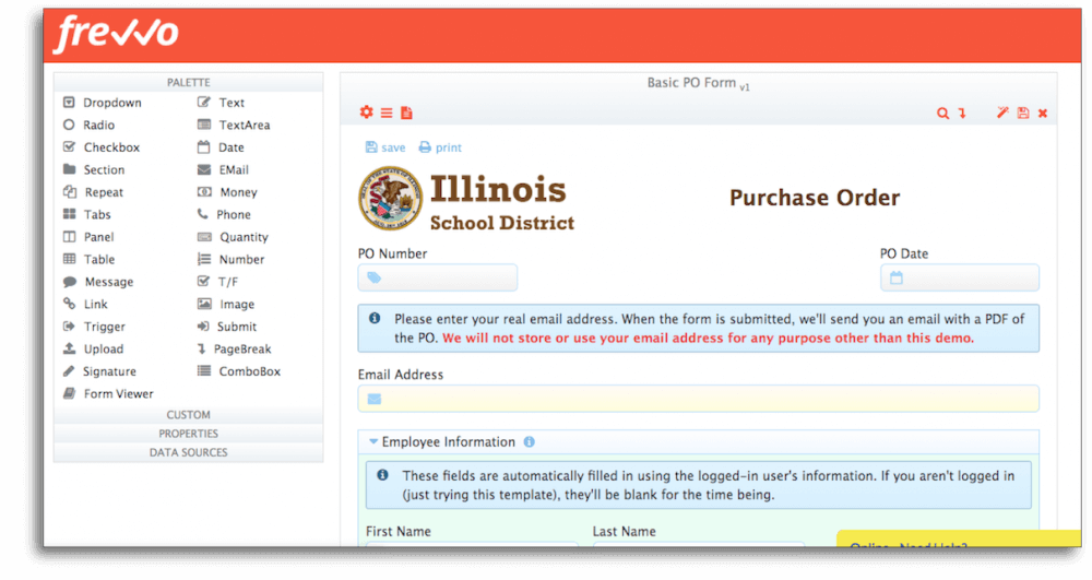 Purchase order form