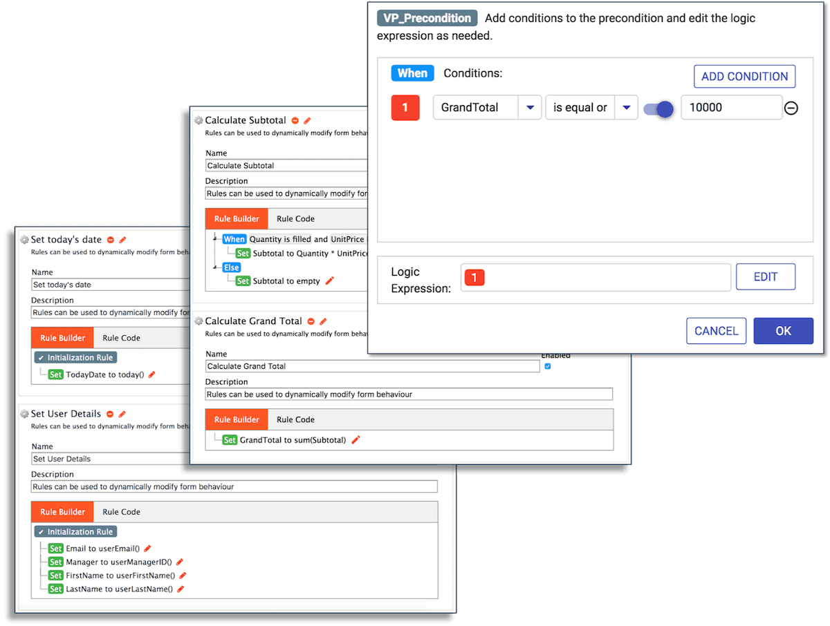 Using frevvo's Visual Rule Builder to add conditional logic