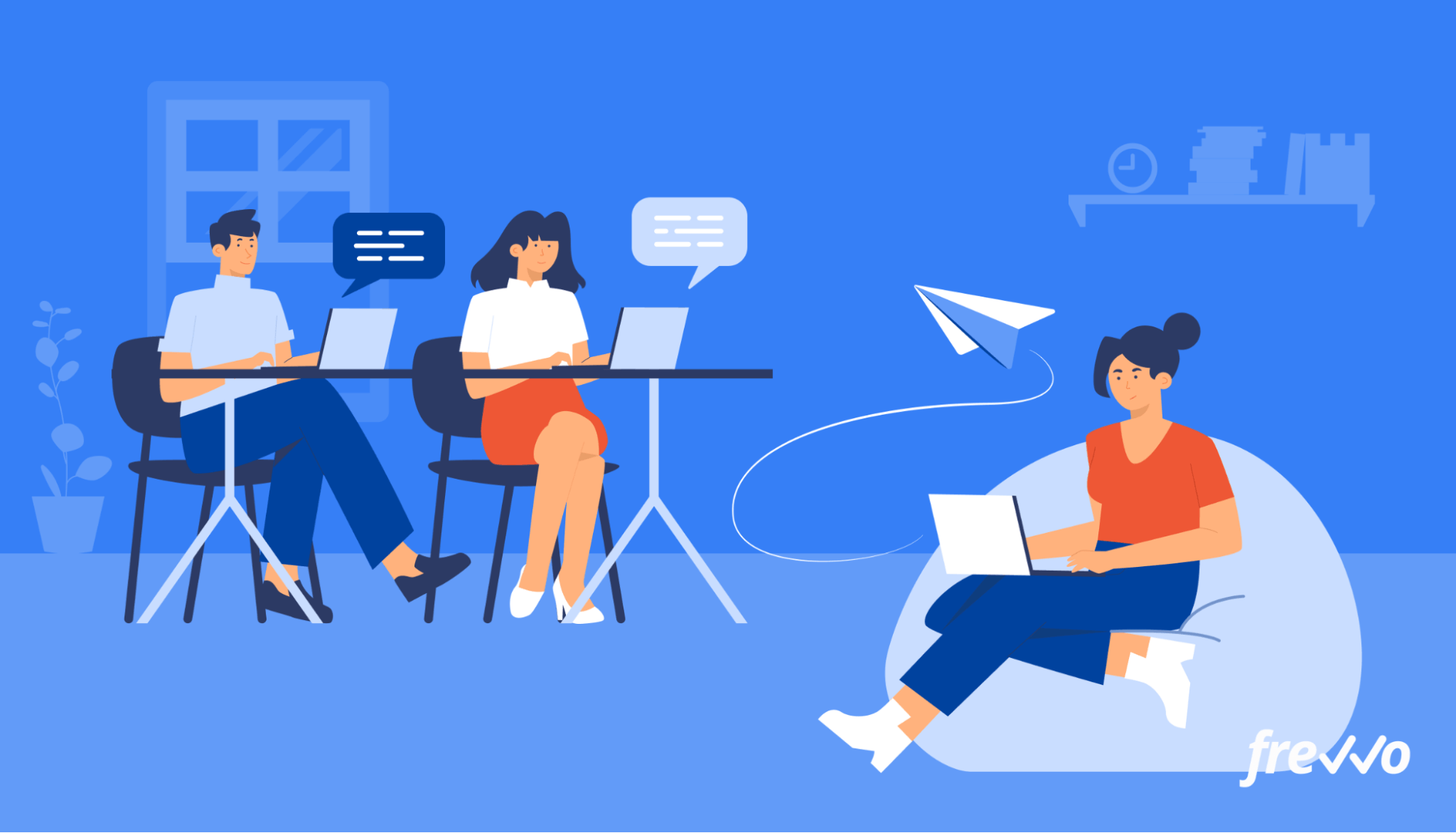 Team using instant messaging tools to collaborate