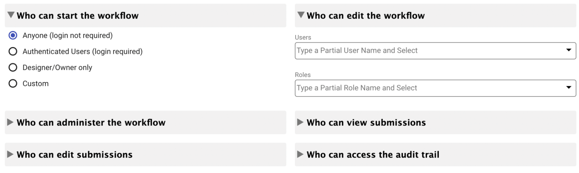 Setting role-based access to workflows in frevvo