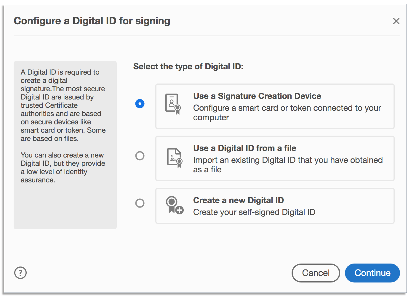 Configure a Digital ID in Adobe Acrobat