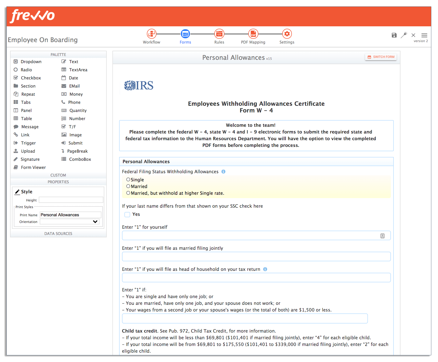 personal allowances of W-4 form