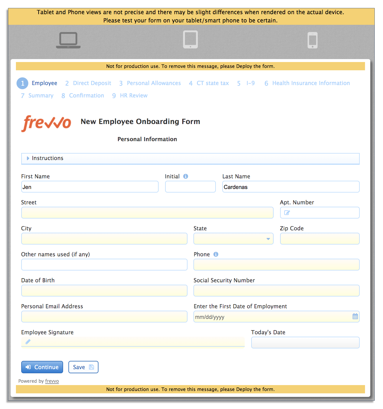 testing new employee onboarding workflow