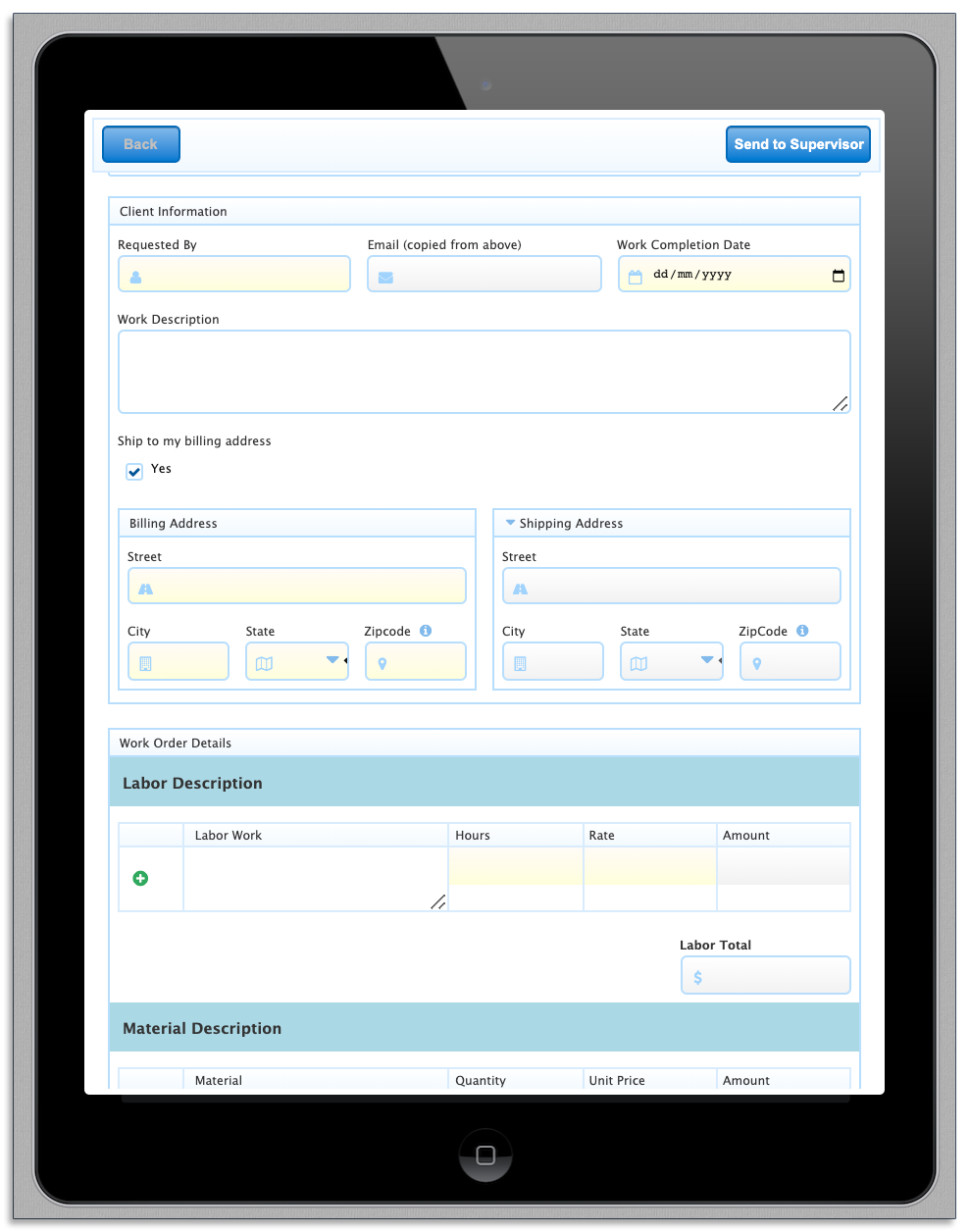 work request form on frevvo