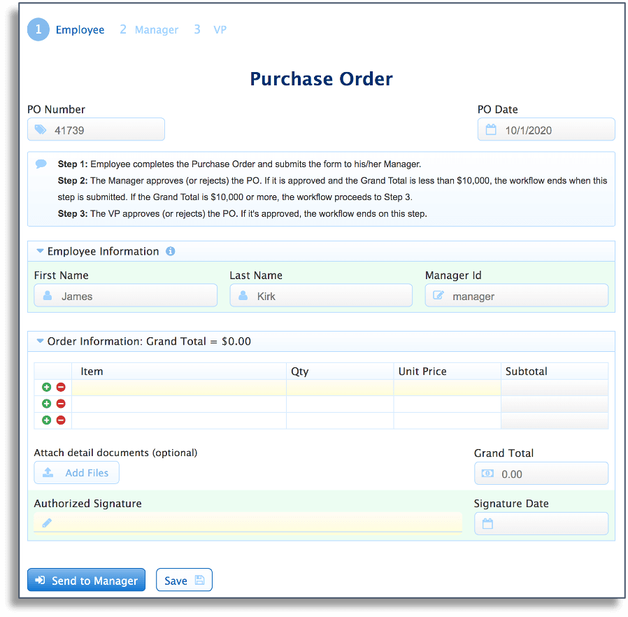 conditional purchase order workflow template