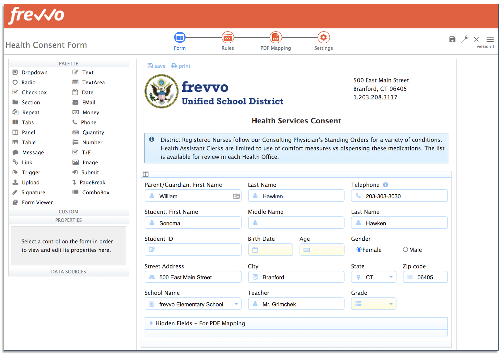 Health consent form