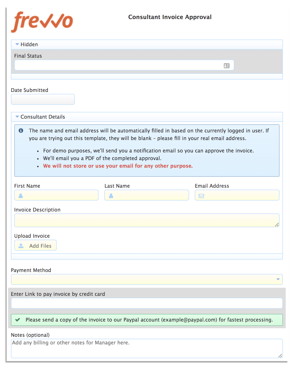 Invoice approval form