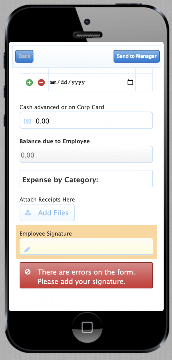 Example of a form with an error message
