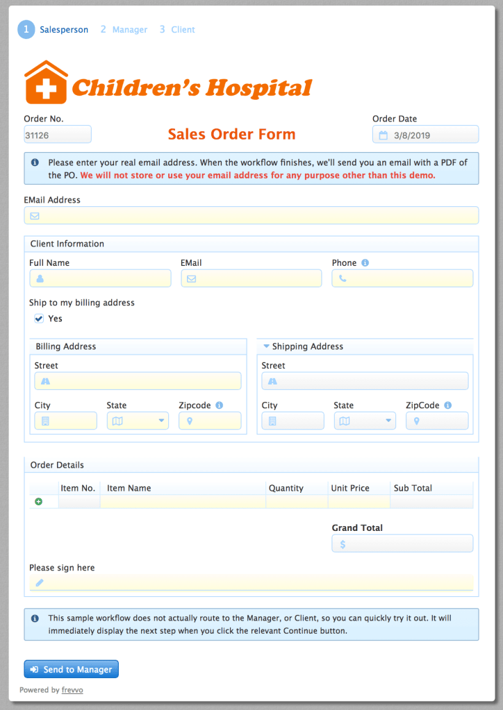 Sales Order approval Workflow sample