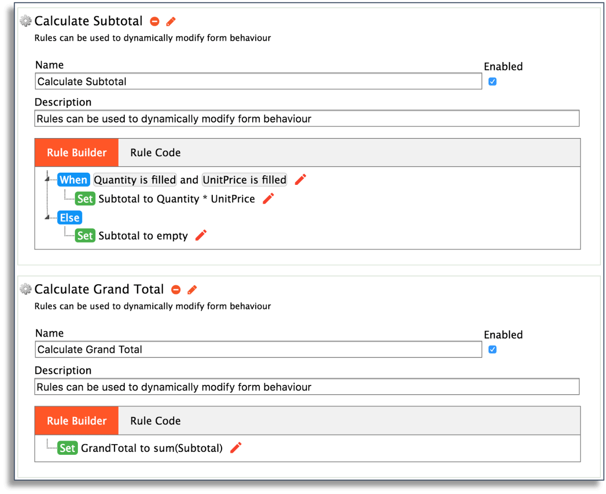 visual rule builder UI